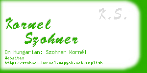 kornel szohner business card