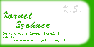 kornel szohner business card